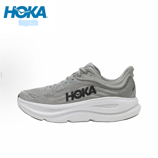 HOKA ONE ONE Bondi 9 "Galactic Grey/Stellar Grey" Low cut Greyของแท้ 100%