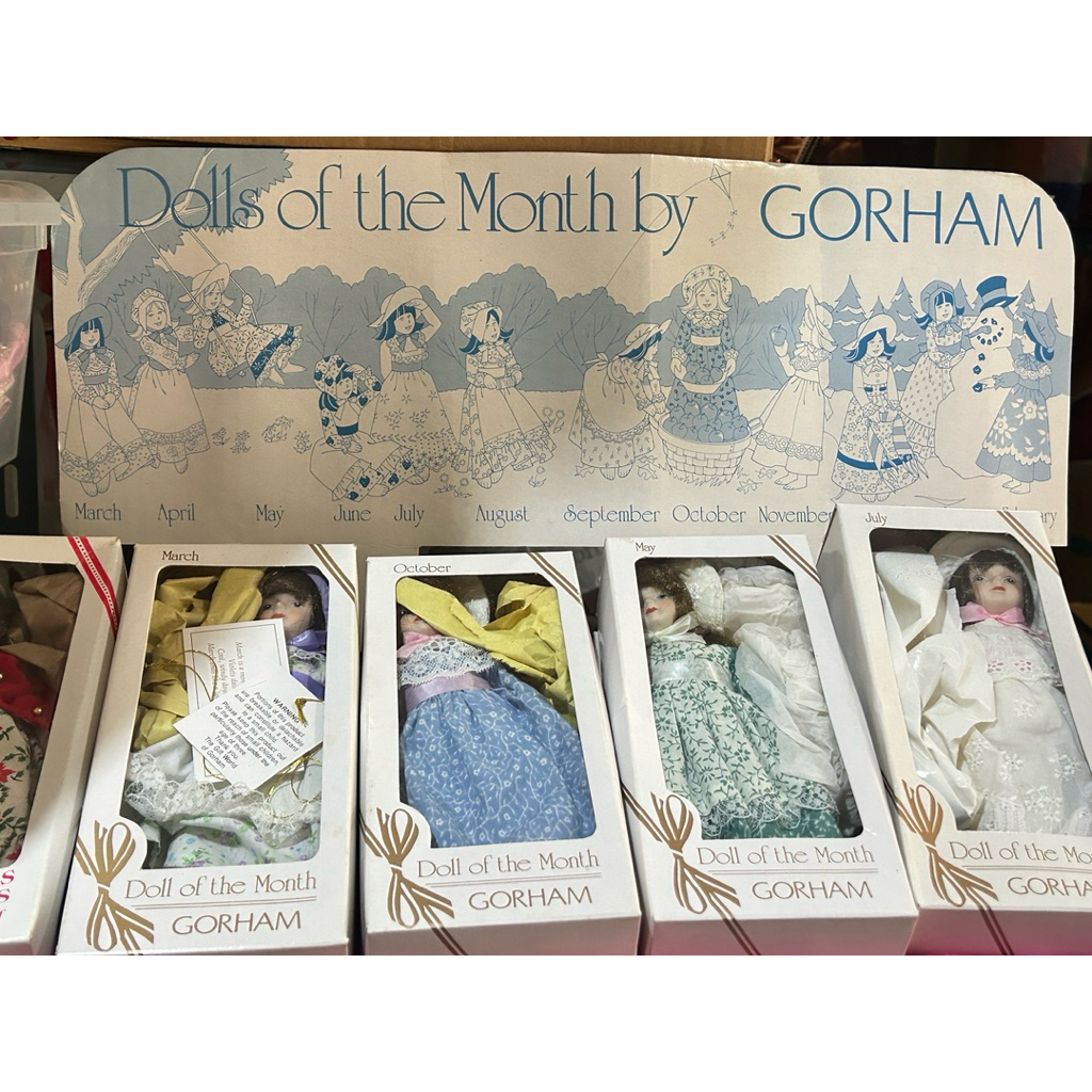 ตุ๊กตาวินเทจ ห้อยต้นคริสมาสต์ Gorham Dolls of the Month and Christmas Porcelain