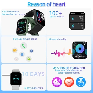GOOJODOQ Fb033 นาฬิกาอัจฉริยะ กันน้ำ Ip68 โทรบลูทูธ อัตราการวิ่ง วอลล์เปเปอร์ที่กำหนดเอง Smart Watch
