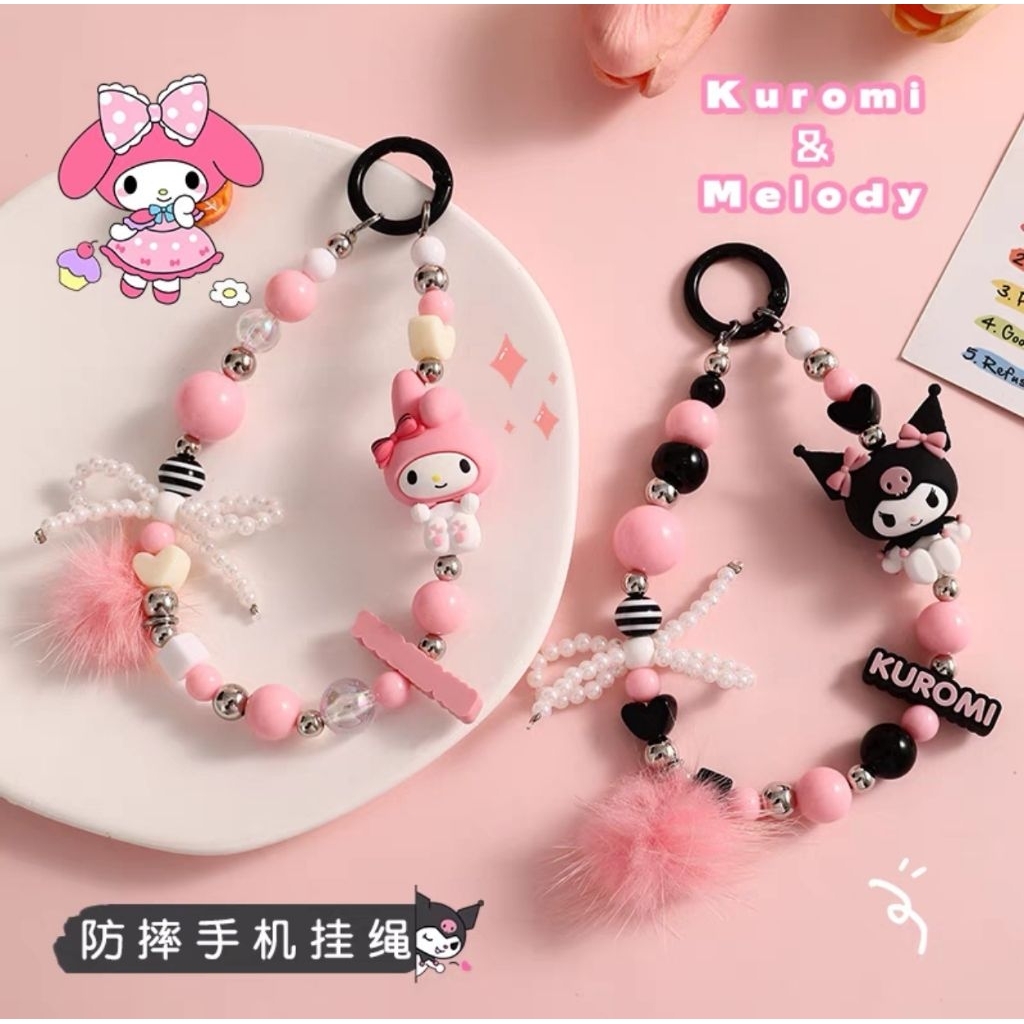 สายคล้องโทรศัพท์​มือถือ​ลายการ์ตูน​ลิขสิทธิ์​ Hello​ Kitty, My​ Melody, Cinnamoroll, Kuromi, Pochucco