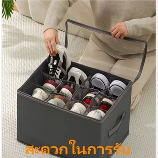 42Lกล่องรองเท้าผ้า ประตูเดี่ยว - กันฝุ่น พับเก็บได้ สำหรับตู้เสื้อผ้า จัดระเบียบง่าย กล่องใส่รองเท้า เก็บรองเท้าได้ 6 คู
