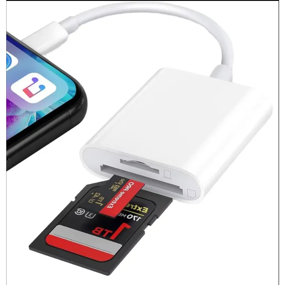 อะแดปเตอร์อ่านการ์ด OTG 2-in-1 สำหรับการ์ดหน่วยความจำ SD TF อัจฉริยะของ iPhone