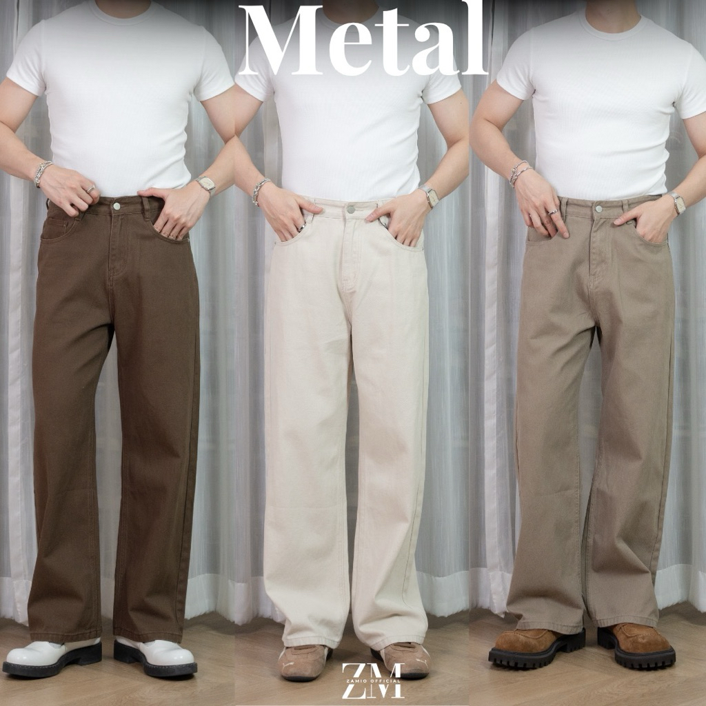 METAL JEANS กางเกงยีนส์เอวสูงทรงกระบอกใหญ่
