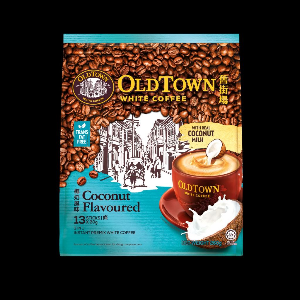 โอลด์ทาวน์ 3 อิน 1 กาแฟขาวผสมมะพร้าว Old Town 3 in 1 Instant White Coffee - Coconut 13x20g