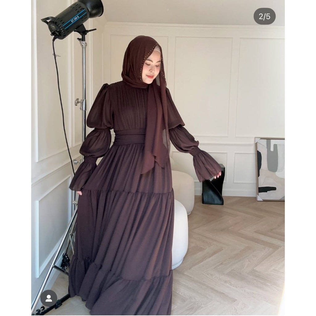 Rosarynn puffed sleeve pleated dress เดรสอกพลีท ดีเทลจับเดรป รูดระบาย ชั้นๆเนื้อผ้า premium chiffon