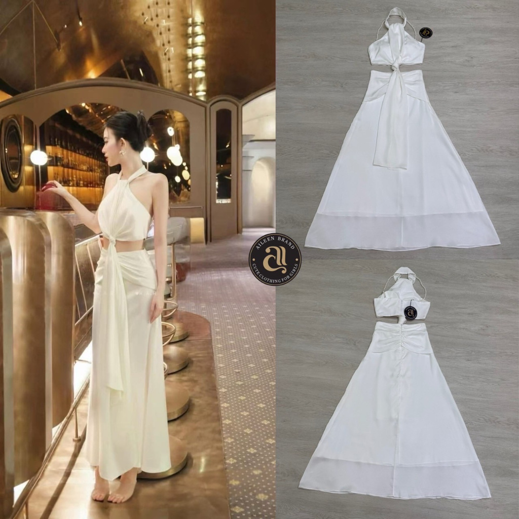 AL066 Aileen Brand Set 2 pcs เสื้อคล้องคอ + กระโปรงยาว [2PM]