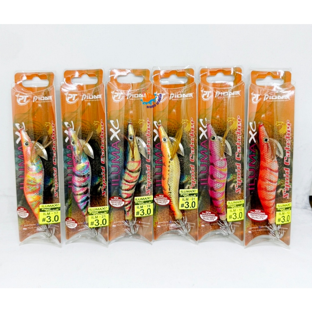 โยกุ้งตกหมึก PIONEER ILUMA [ ซองส้ม ] XC SQUID CATCHER เหยื่อตกหมึก เรืองแสง มี 3 ขนาด