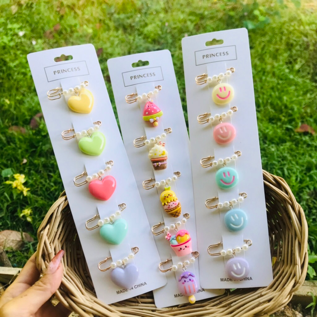 💜B7A เข็มกลัด 5 ชิ้น ขนาด 3.8 ซม. ติดเสื้อผ้า กระเป๋า ผ้าคลุม ฮิญาบ ปรับเอวกางเกง สัญลักษณ์คนท้อง พร้อมส่ง