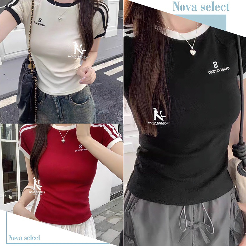 เสื้อครอป แฟชั่น เสื้อแขนสั้นผู้หญิง สีพื้น คอกลม เรียบๆ เซ็กซี่ เกาหลี สําหรับผู้หญิง ใส่ไปคลับ ปาร์ต