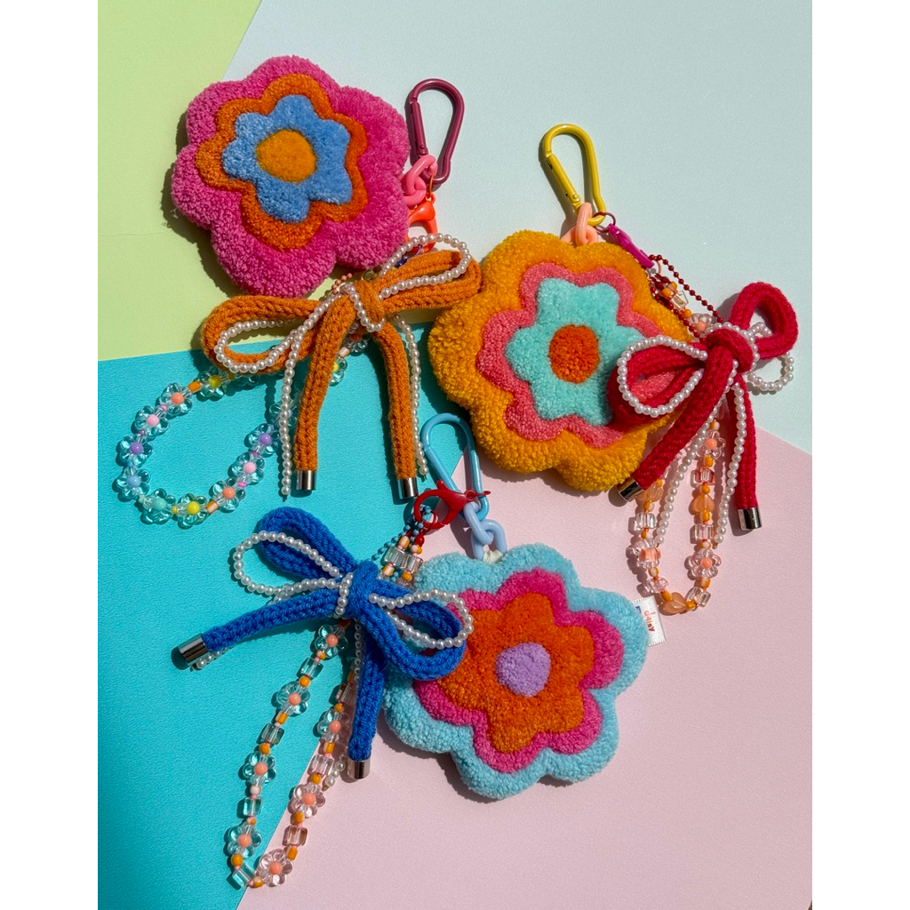 Flower punch needle  Keychain