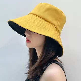 [W0074] หมวกบักเก็ตทูโทน ใส่ได้ 2 ด้าน ถอดสายได้ ทรงสวย ผ้าหนา Bucket hat หมวกกันแดด แฟชั่นผู้หญิง