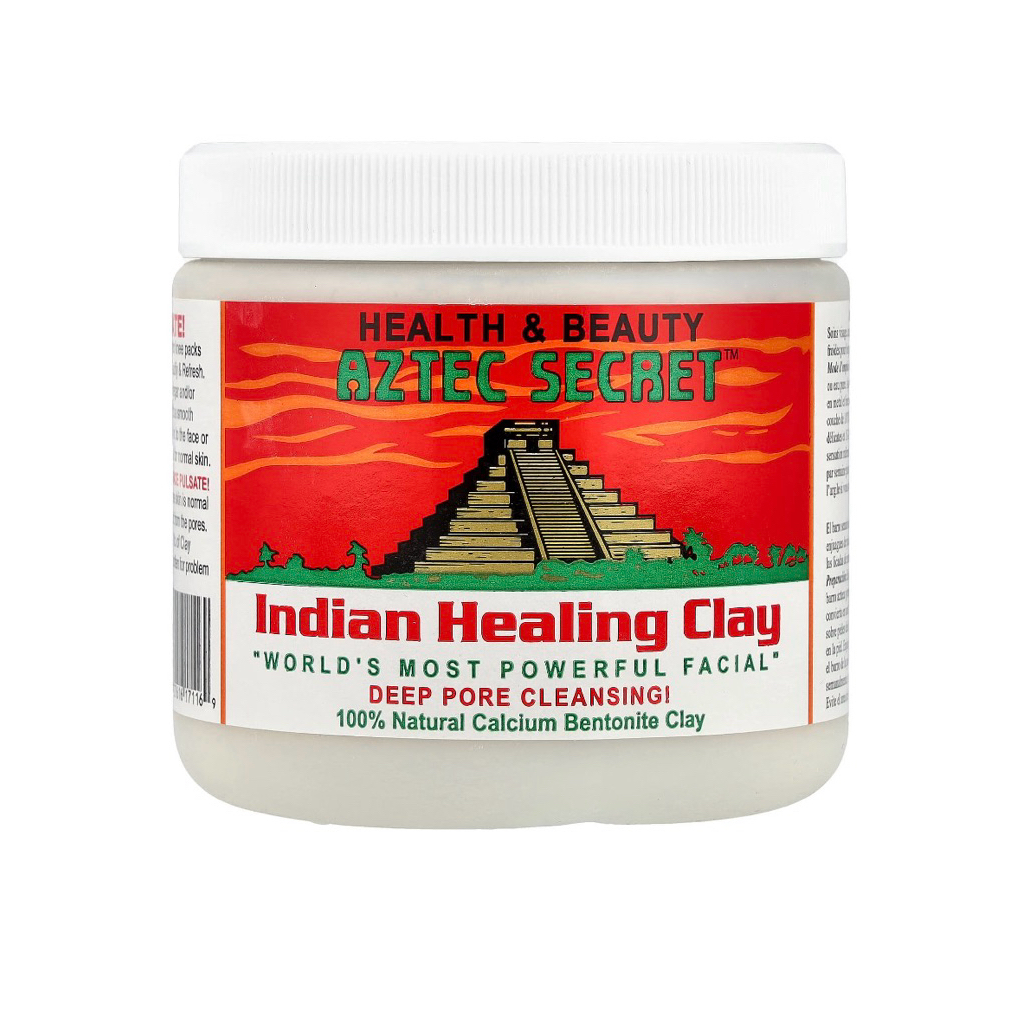 นำเข้าจากอเมริกา ของแท้ 100% พอกหน้า ลดสิว ขาวใส  Indian Healing Clay 454 g, Aztec Secret สินค้า พร้