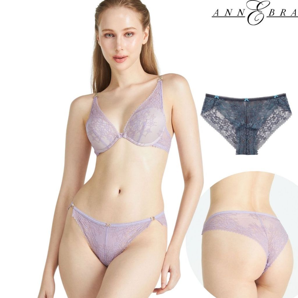 Annebra กางเกงใน ทรงบิกีนี่ ผ้าลูกไม้ยืด Bikini Lace Panty รุ่น AU3-046