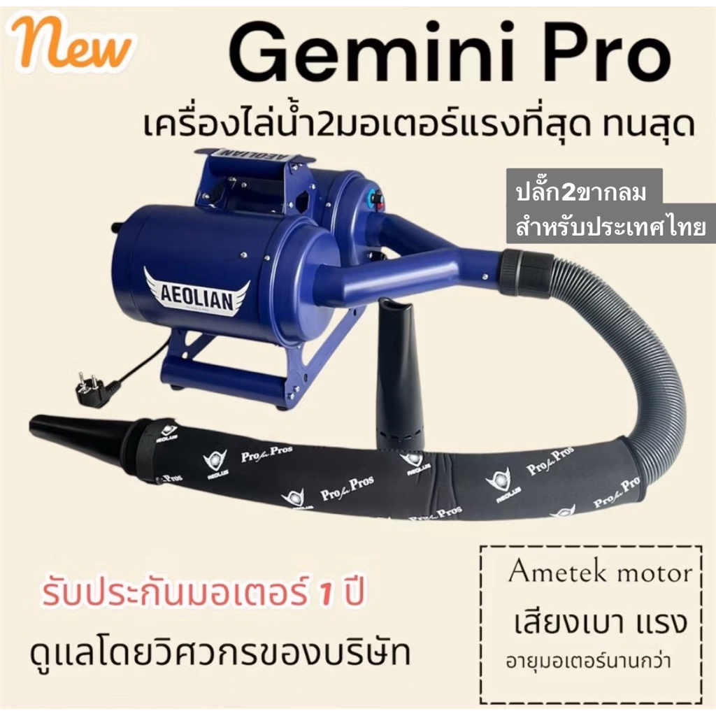 เกรดAไดร์ไล่น้ำเป่าขนสุนัขดีที่สุด ปลั๊กไทย2ขา แรงสุด(Gemini Pro2มอเตอร์รุ่นใหม่) บอดี้เหล็ก มอเตอร์amatekอัพเกรดใหม่