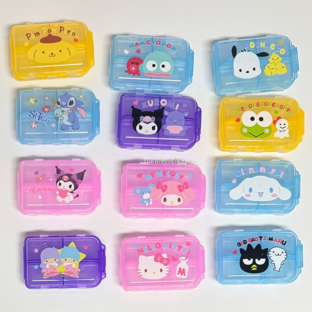 กล่องแบ่งยา ลายการ์ตูน ลายด้านเดียว แบบสีใส 10x6.5x3.5cm