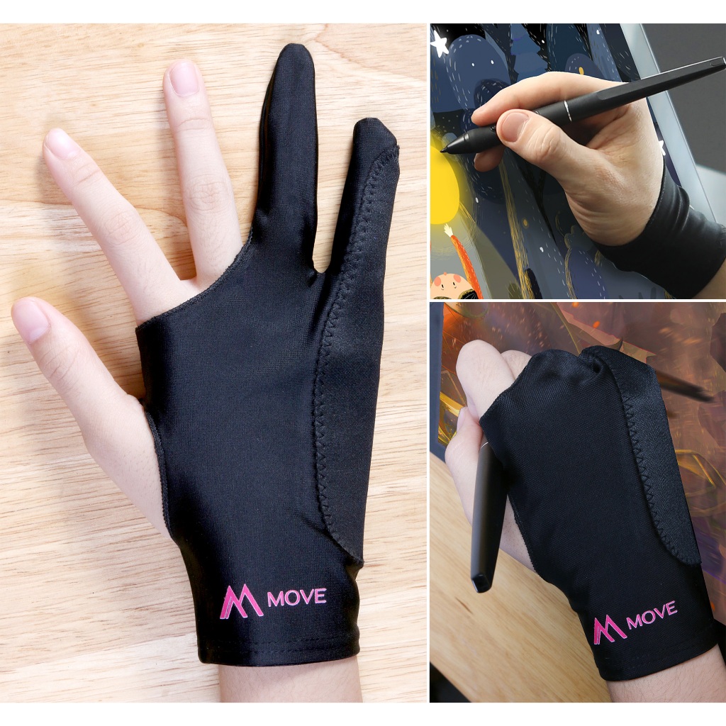 M Move ถุงมือวาดรูป ถุงมือรองวาด ใช้กับเม้าส์ปากกา ipad เพิ่มความหนาที่สันมือ กันรอยหน้าจอ กันเหงื่อที่มือ Artistgloves