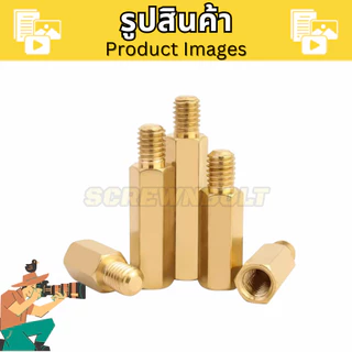 น็อตเสารอง เสารองปริ๊น PCB หกเหลี่ยม สกรูแผงวงจร รองเมนบอร์ด เกลียวนอก-ใน ทองเหลือง เกลียวมิล M4 M5