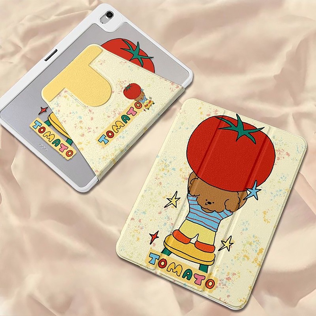 🪐24 ชั่วโมงเคส🪐case iPad Gen11 Gen10 Gen9 ที่ใส่ปากกา ลูกสุนัขมะเขือเทศ เคสiPadหมุน 360° Air7 Air6