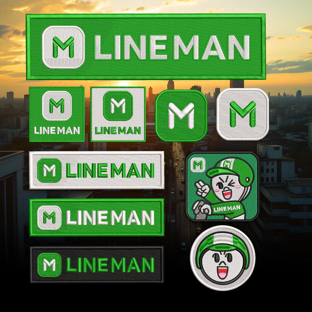 อาร์ม LINEMAN อาร์มติดเสื้อ สำหรับพนักงาน Rider รีดติดเสื้อ อาร์มตีนตุ๊กแก ปักแน่นเน้นคุณภาพคุ้มราคา