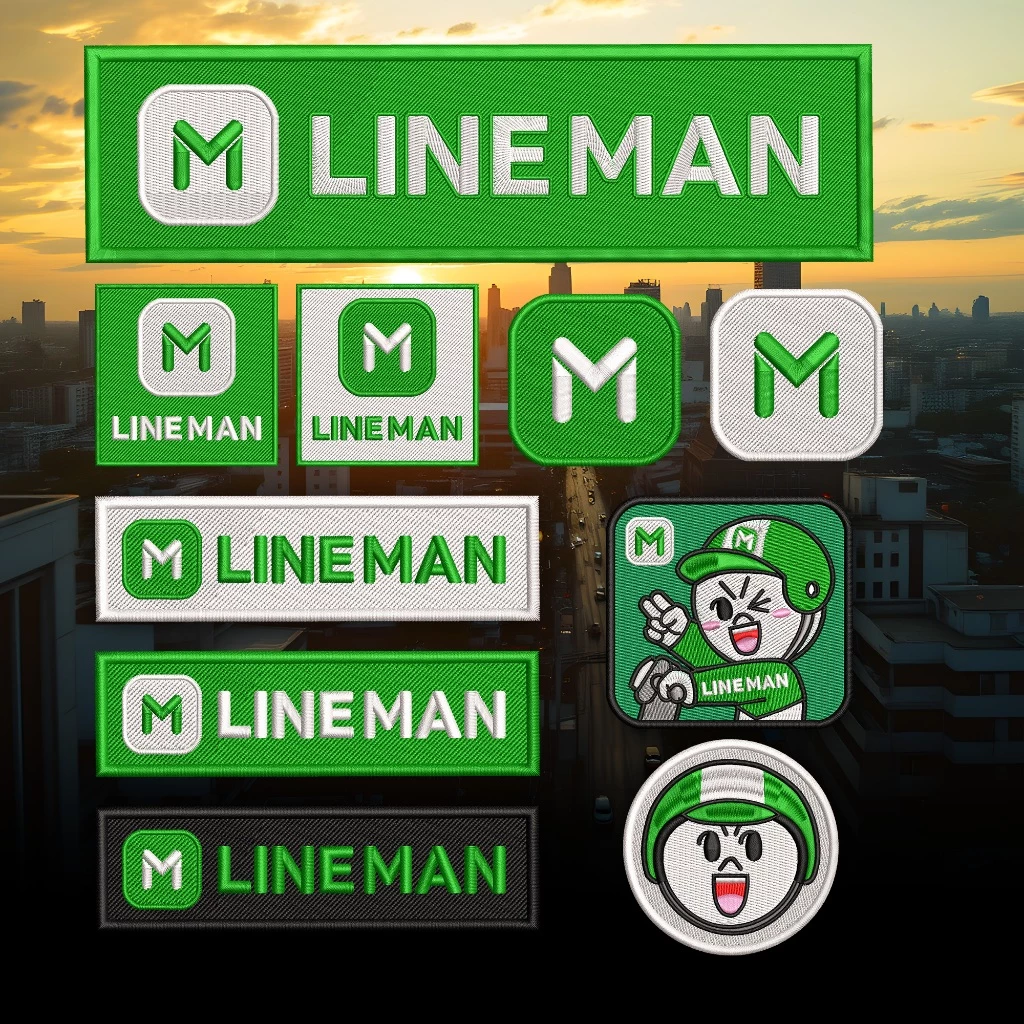 อาร์ม LINEMAN อาร์มติดเสื้อ สำหรับพนักงาน Rider รีดติดเสื้อ อาร์มตีนตุ๊กแก ปักแน่นเน้นคุณภาพคุ้มราคา