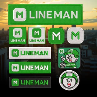 อาร์ม LINEMAN อาร์มติดเสื้อ สำหรับพนักงาน Rider รีดติดเสื้อ อาร์มตีนตุ๊กแก ปักแน่นเน้นคุณภาพคุ้มราคา