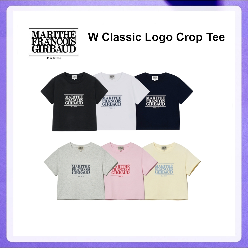Marithe Francois Girbaud W Classic Logo Crop Tee (Green, Sky Blue, Navy, White, Light Pink, Red, Black)
