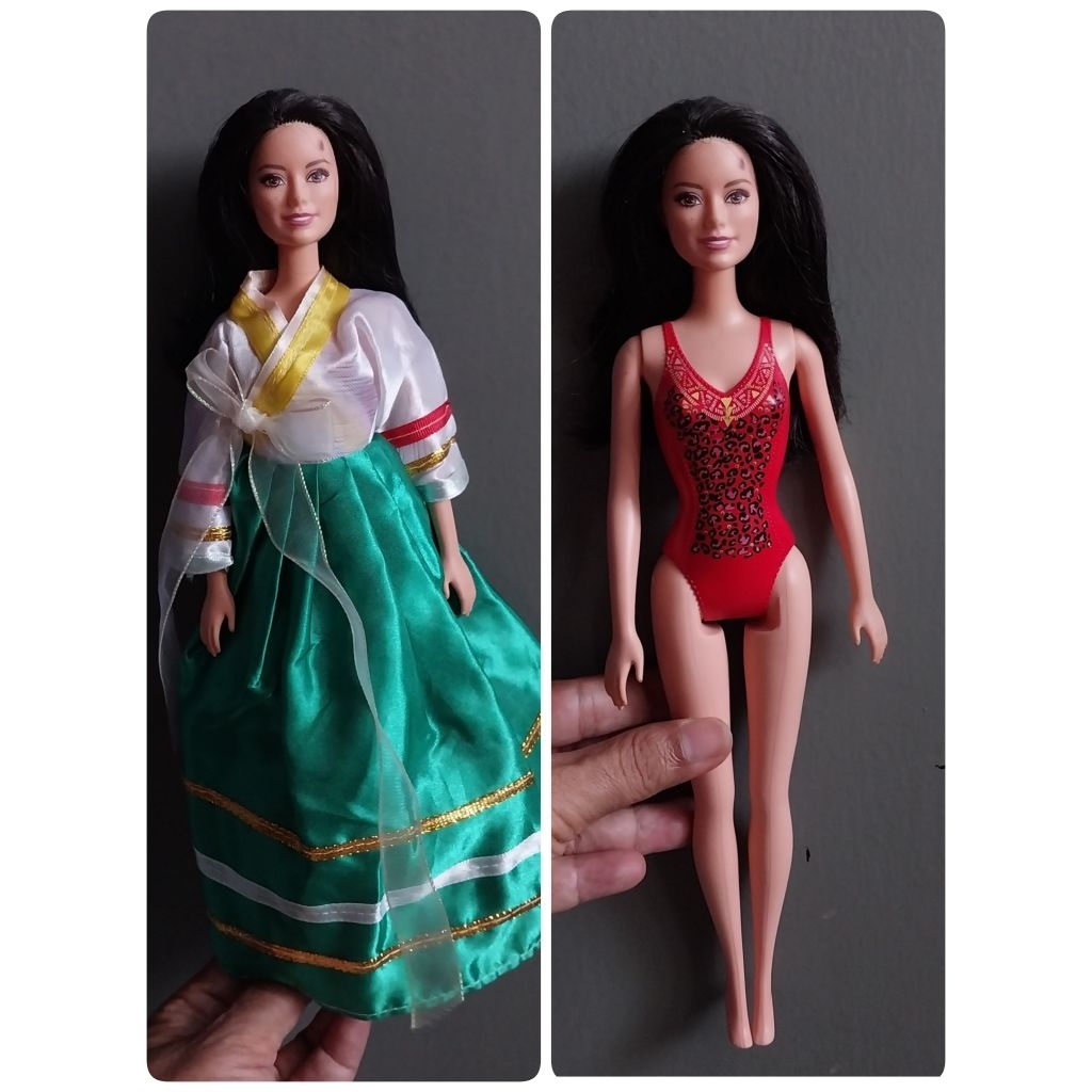 มือ2 มีหลายภาพ หน้าผากมีรอยสีเปื้อน Barbie Beach Raquelle Doll จาก Mattel 2014 ตุ๊กตาบาร์บี้ แถมชุดเ