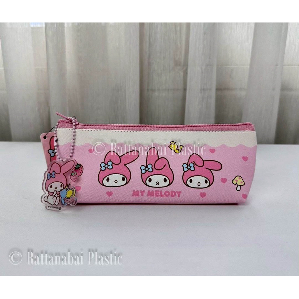Moshi Moshi กระเป๋าดินสอ พร้อมพวงกุญแจ ลาย MY MELODY ลิขสิทธิ์ของแท้