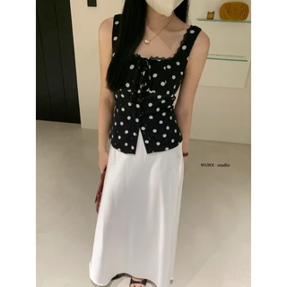 (พร้อมส่ง) เสื้อแขนกุดลายจุดรุ่น 5974 TAG WG.WE 🇰🇷