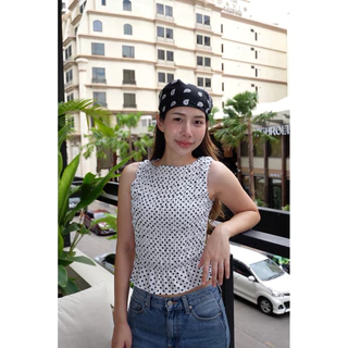 เสื้อรุ่น wooddy Polka dots เสื้อแขนกุดลายจุด สม็อกทั้งตัว