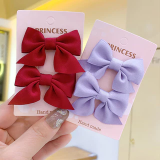 กิ๊บติดผมโบว์น่ารัก 2 ชิ้นสำหรับเด็กผู้หญิง กิ๊บติดผมเจ้าหญิงแสนหวานสำหรับเด็ก มีสีดำ/น้ำเงินกรมท่าให้เลือกหลายสี