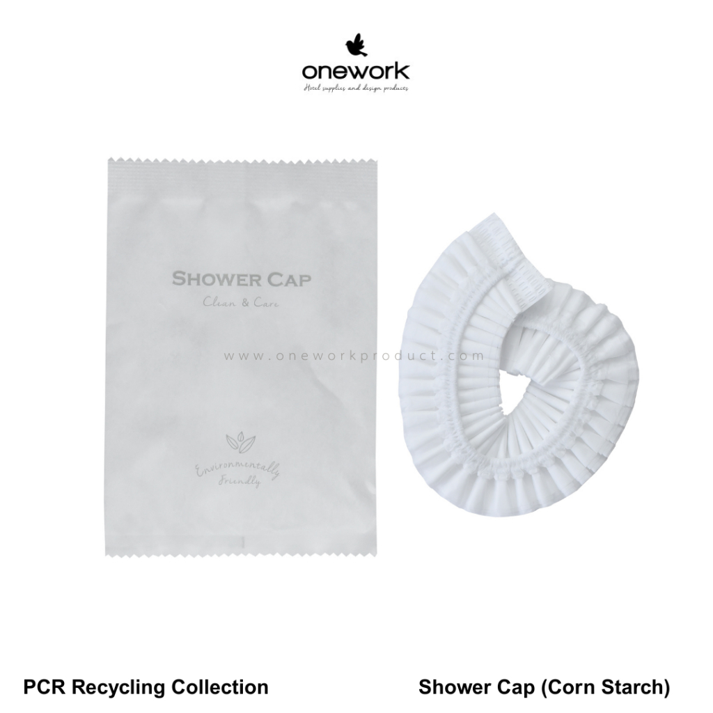 วันเวิร์ค หมวกอาบน้ำโรงแรม พีซีอาร์ รีไซคลิง 100 ชิ้น Onework Shower Cap PCR Recycling 100 pcs