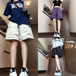 กางเกงคาร์โก้ขาสั้น S-8XL  สตรีทแวร์กางเกงขากว้างเอวสูง,แฟชั…