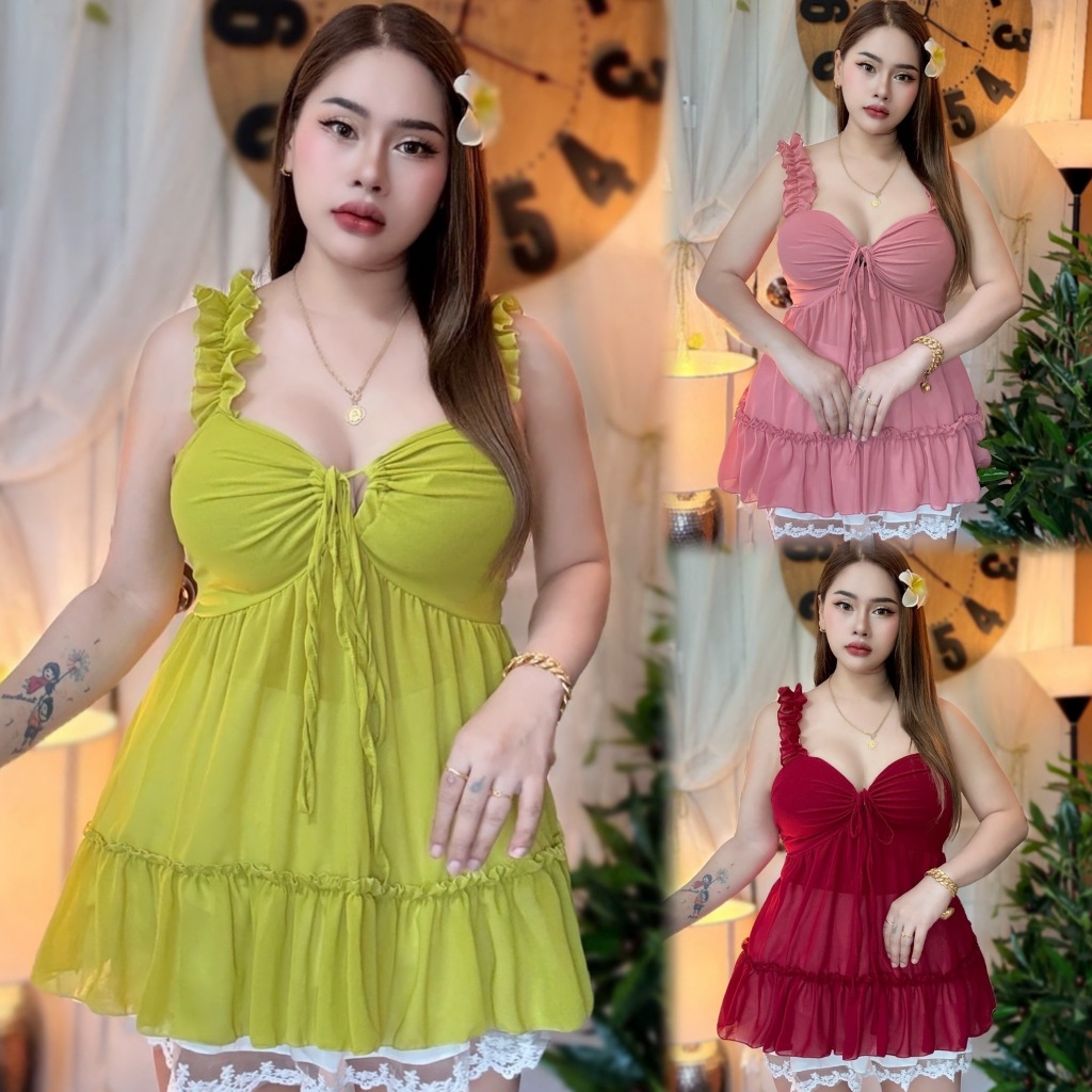 เสื้อสาวอวบร้านต๋อง อก38-46 ยาว25-26 ผ้าชีฟองบางๆพริ้วๆ รุ่นต้นข้าว