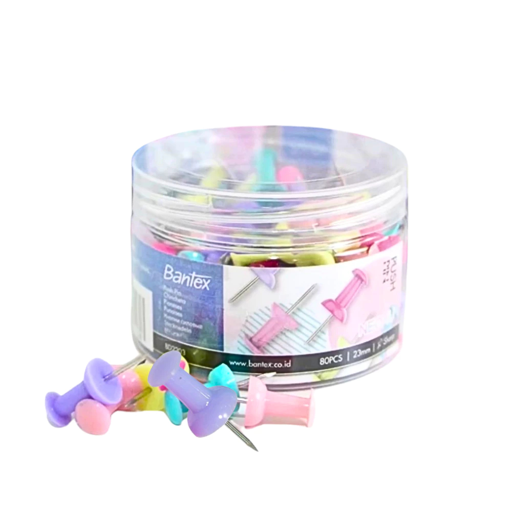 Bantex หมุดปักบอร์ด หมุดปักเอกสาร  รุ่นแข็งแรงพิเศษ คละสี 200 ชิ้น ทนทานปักแน่น ใช้งานง่าย Push pin