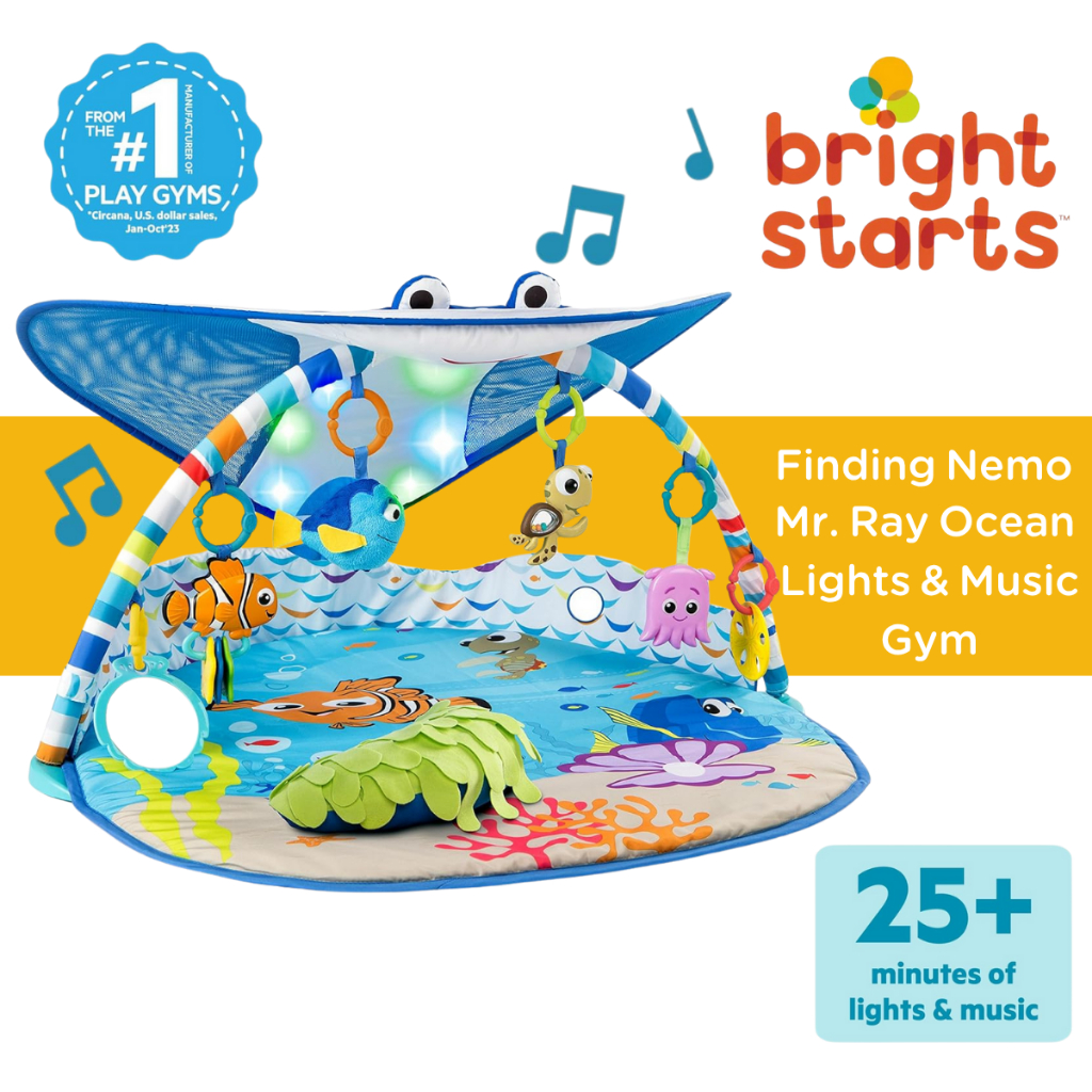 เพลย์ยิมเสริมพัฒนาการ ของเล่นเด็กแรกเกิด Bright Starts Finding Nemo Mr. Ray Ocean Lights & Music Gym