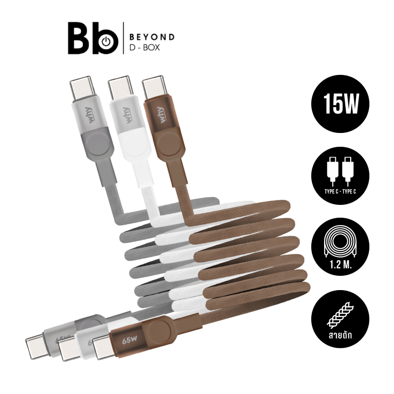 สายชาร์จ WHY USB-C to USB-C Magnetic Cable 65W 1.2เมตร by BB Beyond D-Box