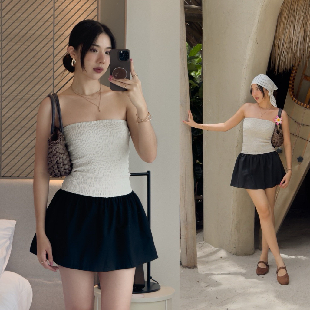 Layla Strapless mini dress มินิเดรสเกาะอกสองสี🪞