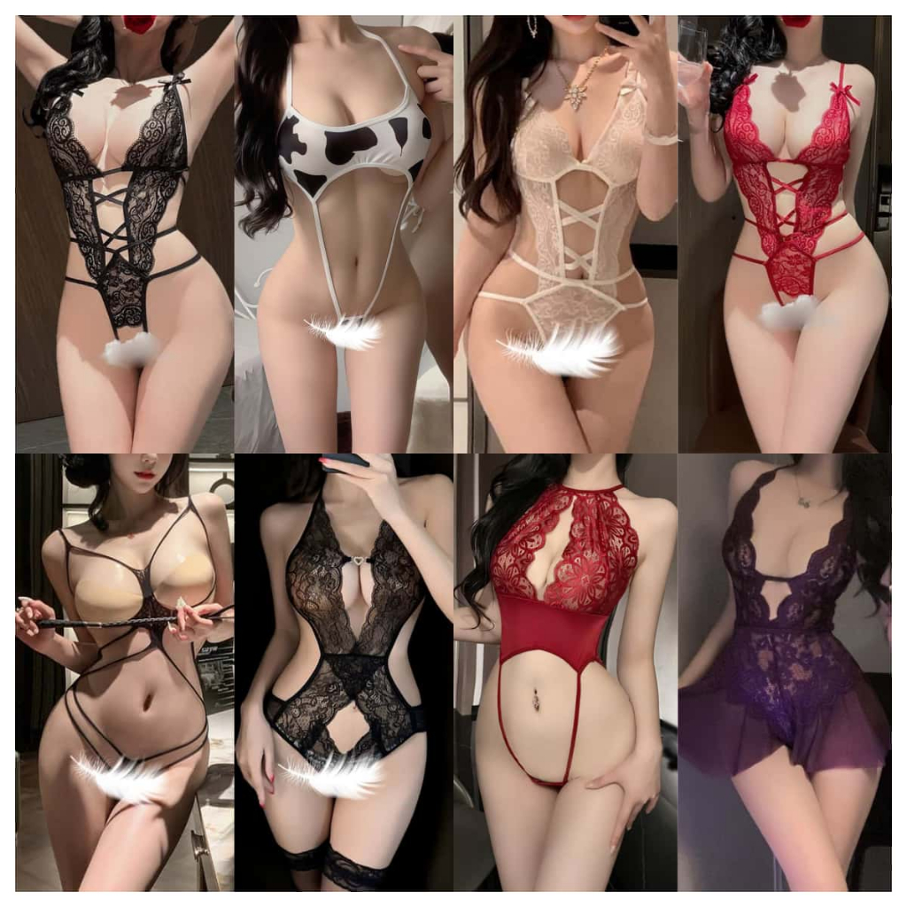 sexy baby😍 ชุดยั่ว 💯ชุดเซ็ก บอดี้สูท ห้อยคอ เว้าหลัง ลูกไม้เซ็กซี่💫 ส่งไวจากไทย