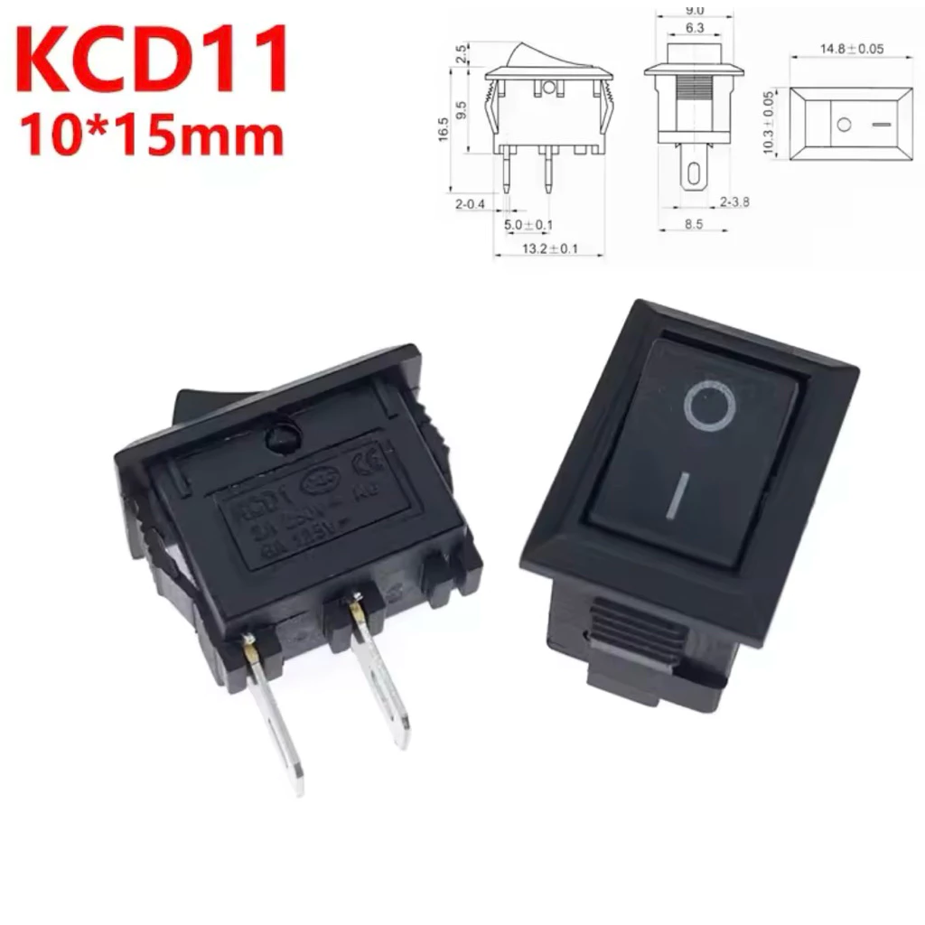switch สวิตช์ off on KCD11 ขนาด10x15mm 3A250VAC6A125VAC