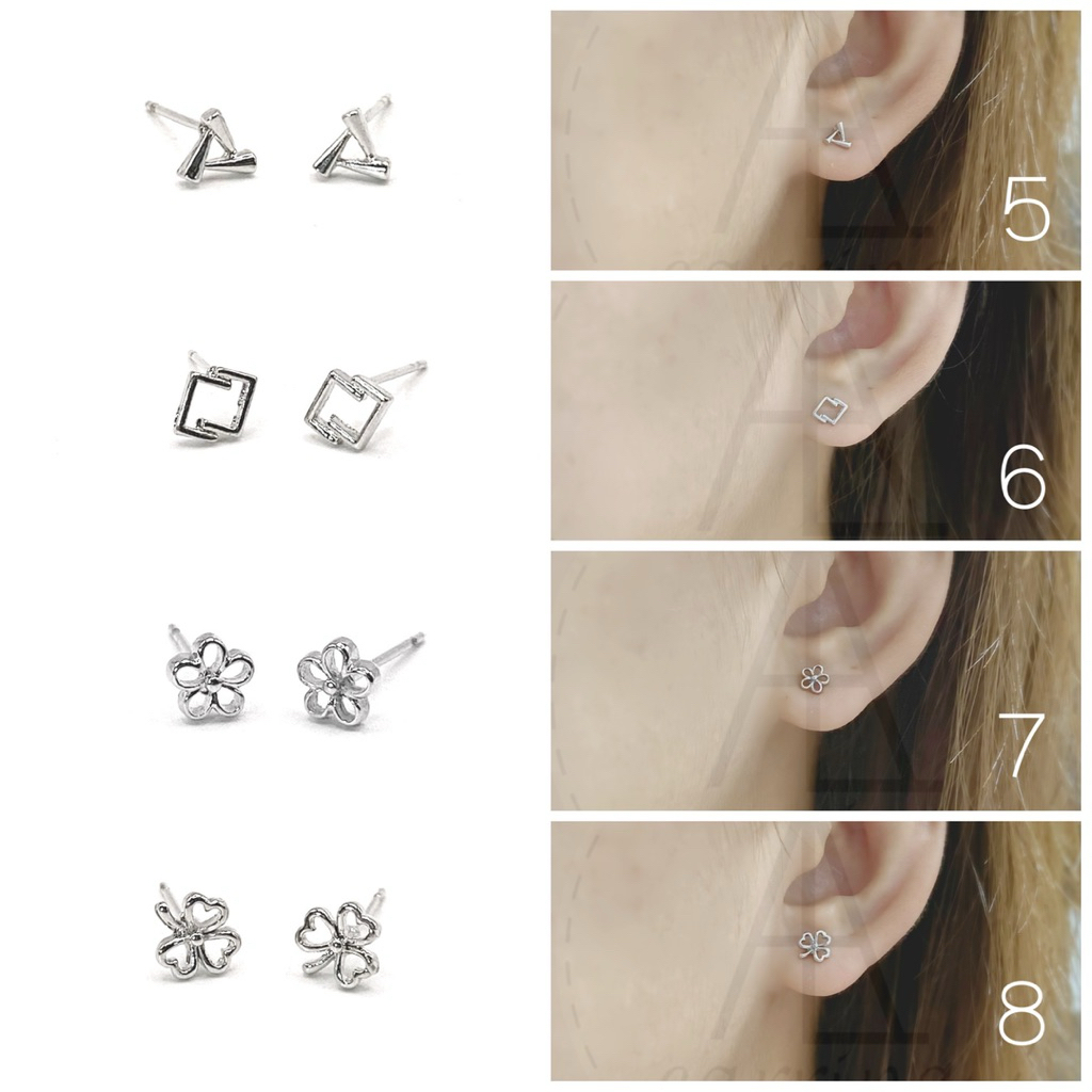 [มินิมอลสีเงิน152] ต่างหูมินิมอลแบบติดหู ราคาต่อ1คู่ พร้อมแป้น(ทับหลัง)แบบโลหะทุกคู่ - รูปที่ 2