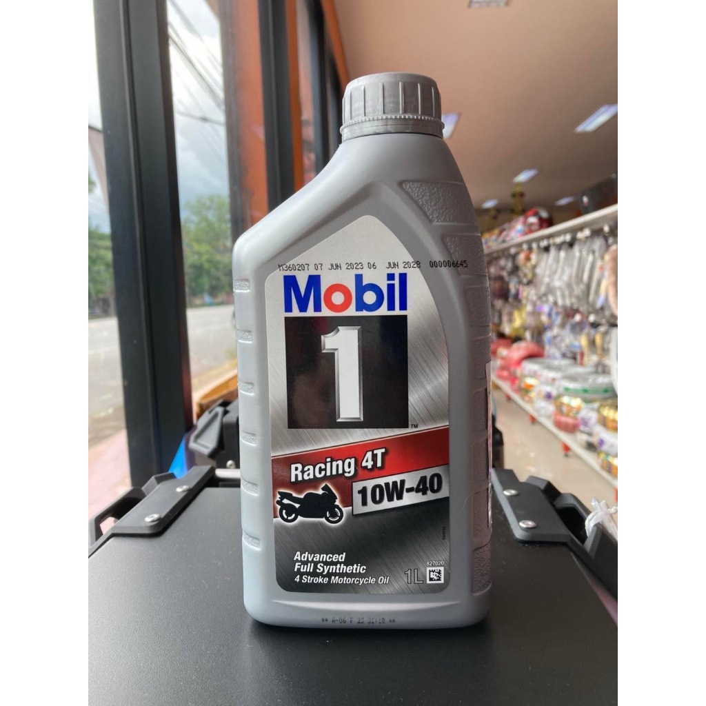 น้ำมันเครื่องมอเตอร์ไซค์ 4T MOBIL1 RACING 10W-40 ขนาด 1 ลิตร สังเคราะห์แท้