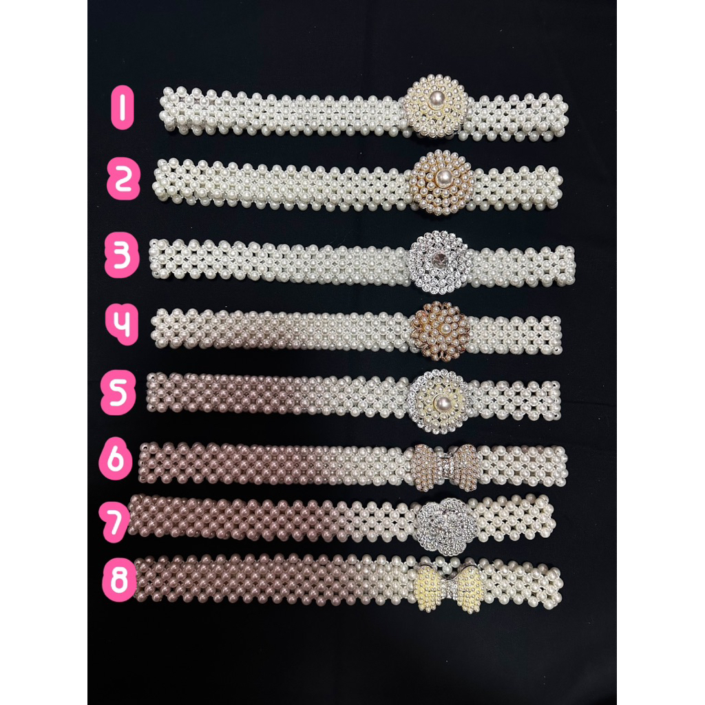 เข็มขัดมุก ใส่กับชุดไทยยืดหยุ่นได้(สินค้าพร้อมส่ง)