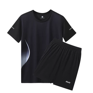 mvp sport ชุดกีฬาสองชิ้น กางเกงขาสั้น + แขนสั้น ชุดลำลอง กระเป๋าข้าง ยูนิเซ็กซ์