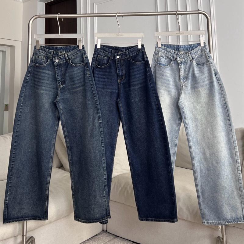 PTJ30236 Bubble Barrel Mid-rise กางเกงยีนส์ PROMTHONG