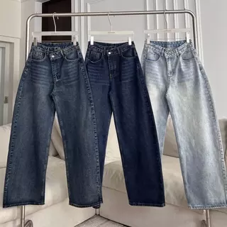 PTJ30236 Bubble Barrel Mid-rise กางเกงยีนส์ PROMTHONG