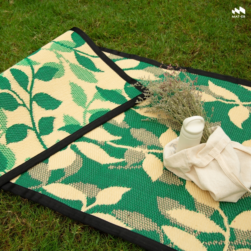 Mat-er เสื่อแทนพรม ลาย Leaf – เสื่อรีไซเคิล รักษ์ธรรมชาติ ระบายอากาศดี ทำความสะอาดง่าย ไม่เก็บฝุ่น