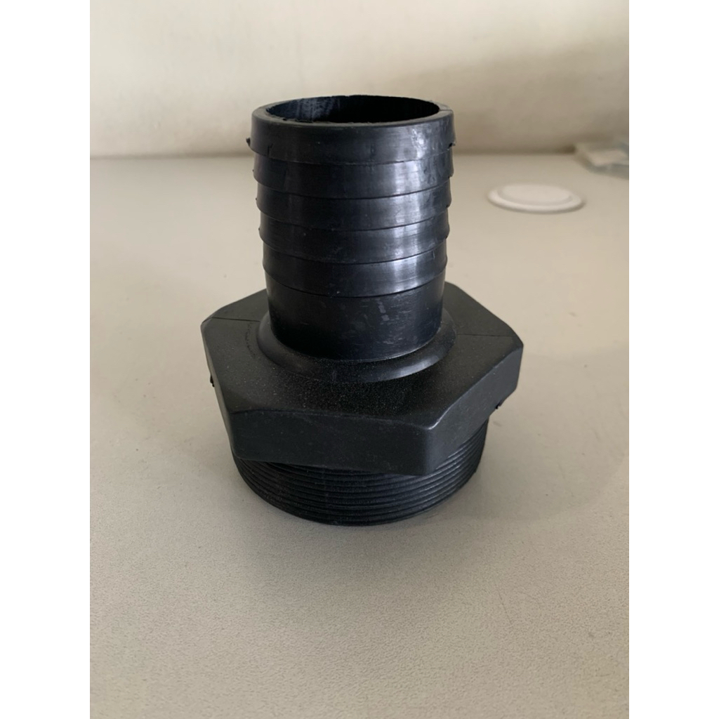 แป๊ปรีด PVC ข้อต่อปั๊มน้ำ ขนาด 3x2 นิ้ว เกลียวนอก3นิ้ว-หางปลา2นิ้ว พลาสติก สีดำ
