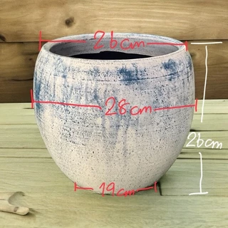 Flowerpot กระถางดินเผาทรงกลม วินเทจสไตล์ ขนาด 28 x 26 cm.