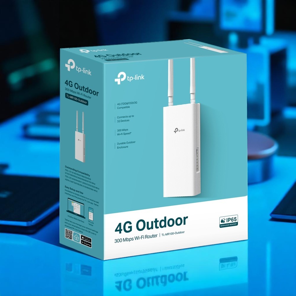 เราเตอร์ใส่ซิม 4GLET ภายนอก กันน้ำ TL-MR100-Outdoor 4G 300 Mbps Wi-Fi Outdoor Router
